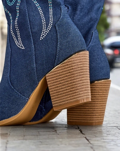 Bottes de cowboy à talons hauts pour femmes Royalfashion Komoti