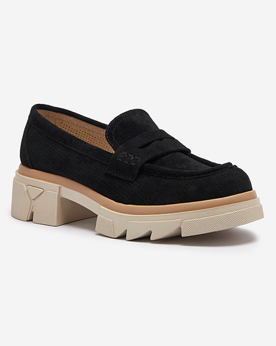 Mocassins ajourés noirs pour femmes sur une semelle solide Ejina - Footwear