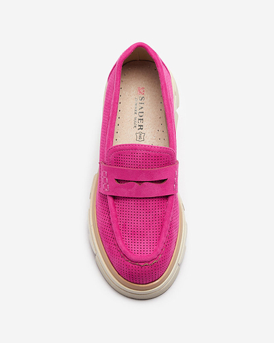 Fuchsia mocassins ajourés pour femmes sur une semelle solide Ejina - Chaussures