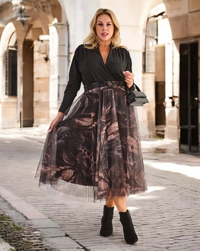 Jupe midi à double épaisseur pour femmes de Royalfashion