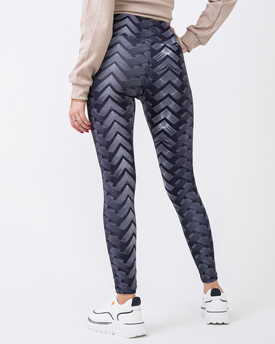 Legging taille haute noir et blanc femme à motifs - Vêtements