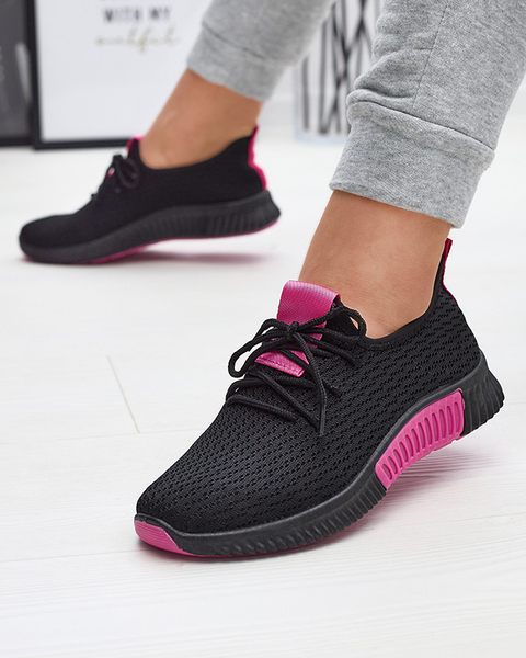 Chaussures de sport noires pour femmes avec empiècements fuchsia Keteti - Chaussures