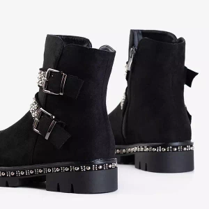 OUTLET Bottines à talons hauts pour femmes noires avec ornements Vuqes - Chaussures