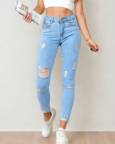 Royalfashion Jean tube pour femme avec frottement