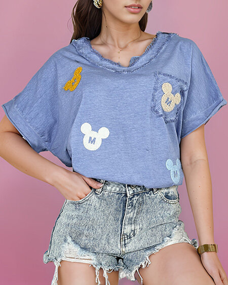 Royalfashion T-shirt femme avec patchs