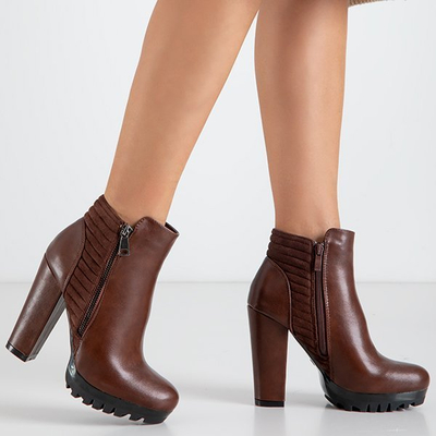 Bottines femme Santiago marron avec fermeture éclair décorative - Footwear