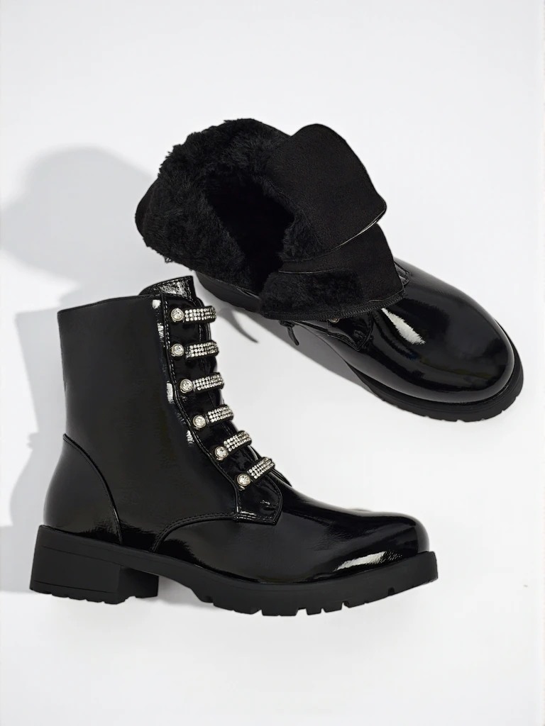 Bottines vernies à lacets pour femmes Fjorra