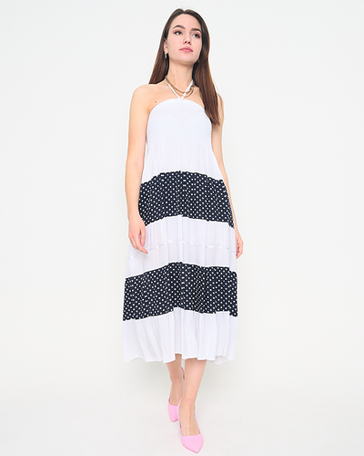 Jupe longue blanche à pois GRANDE TAILLE - Vêtements