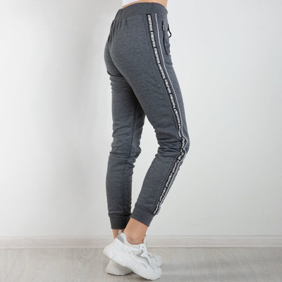 Pantalon de survêtement femme gris foncé avec inscriptions - Pantalon 1