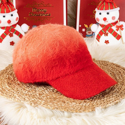 Bonnet en fourrure de couleur rouge - Casquettes