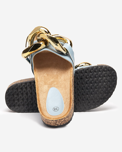 Chaussons bleus pour dames avec décoration Sofig- Footwear