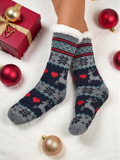 Chaussettes Femme Aurora Multicolores En Tricot Avec Fourrure Chaude