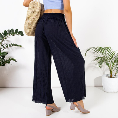 Pantalon palazzo ample en maille bleu marine - Vêtements
