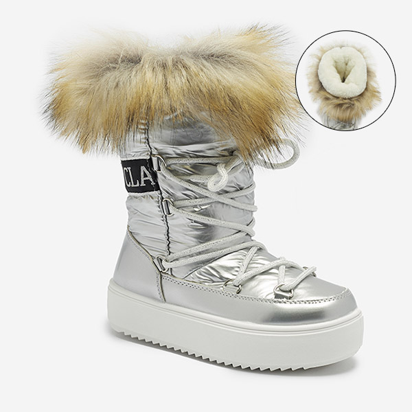Silver chaussures enfants a'la bottes de neige avec fourrure Asika - Chaussures