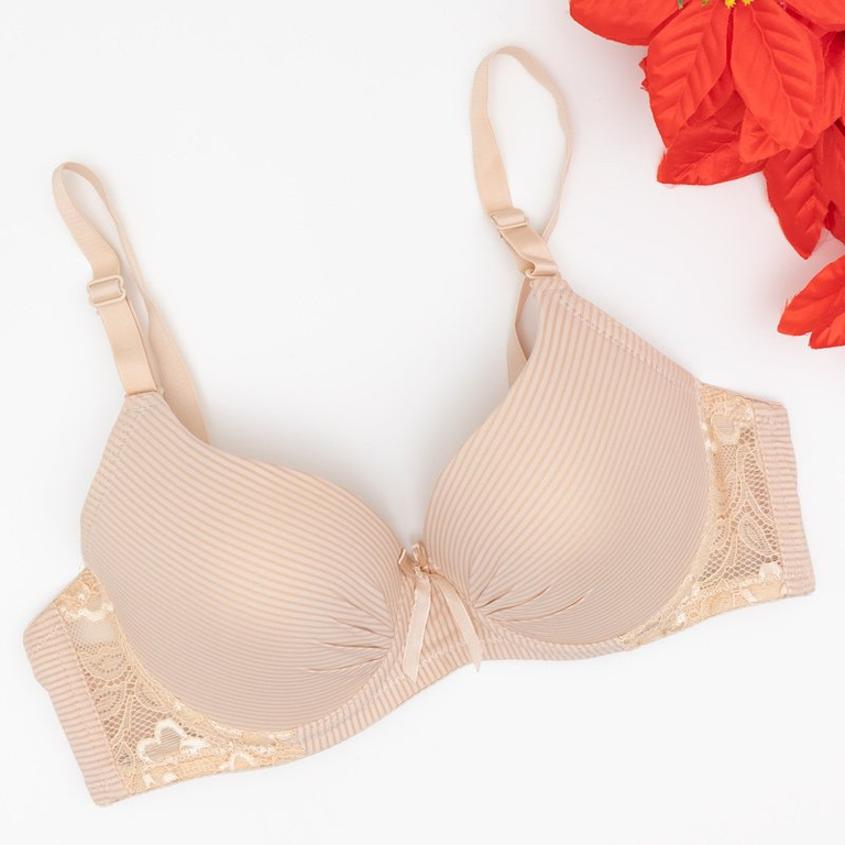 Soutien-gorge push-up rayé beige - Sous-vêtements