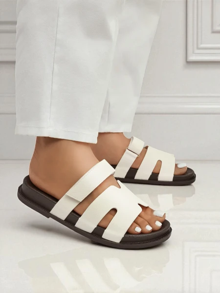 Royalfashion Pantoufles pour femmes en cuir écologique ReppiFlex