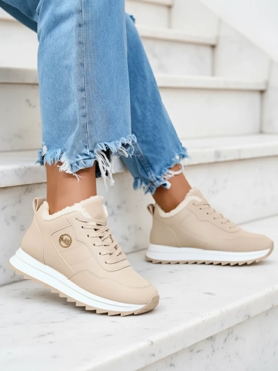 Royalfashion Chaussures de sport beiges pour femmes avec isolation Lahho