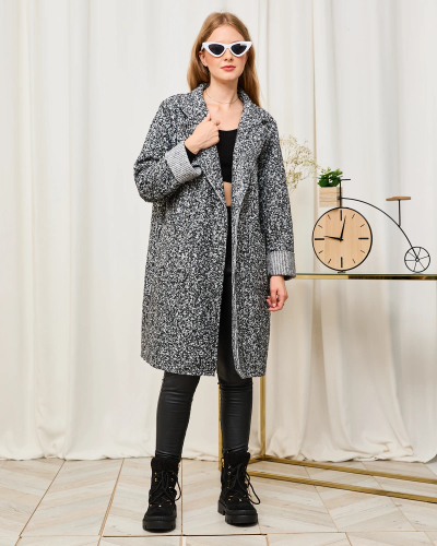 Royalfashion Manteau femme en peau de mouton gris