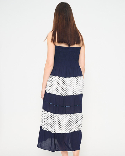 Jupe longue bleu marine à pois GRANDE TAILLE - Vêtements