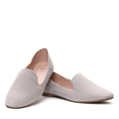 Szare, gładkie mokasyny- Obuwie