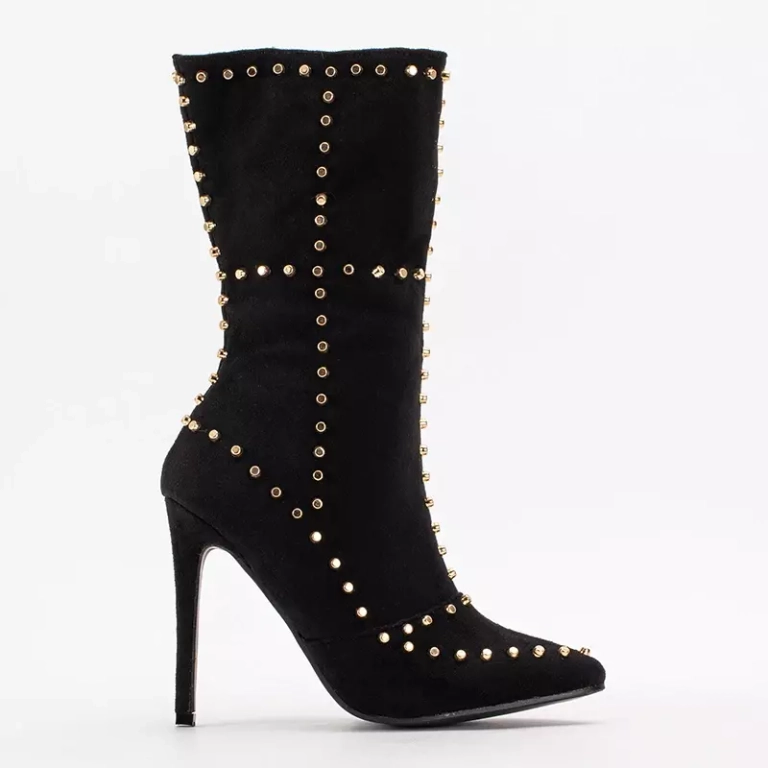 OUTLET Bottes hautes noires pour femme Rashiou - Chaussures