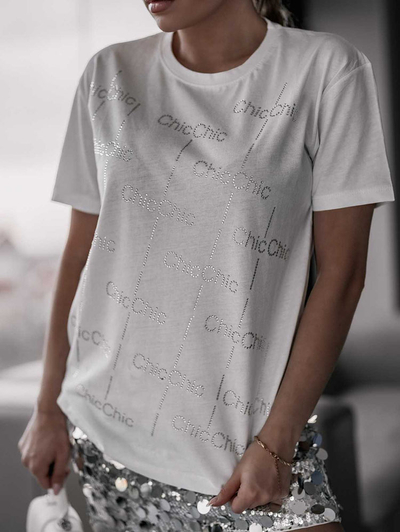 Royalfashion T-shirt femme avec zircons