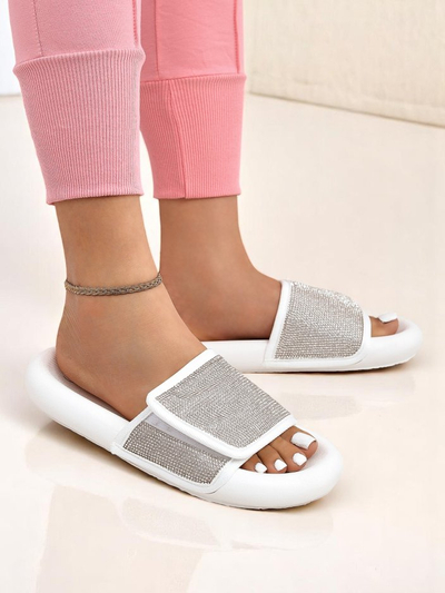 Royalfashion Claquettes plates pour femmes Sparkle Step