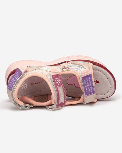 Sandales roses pour enfants avec empiècements colorés Meniko - Chaussures