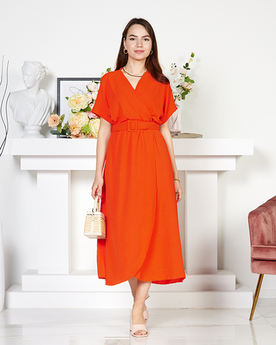 Robe midi orange foncé pour femme - Vêtements