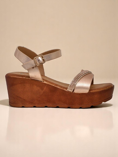Sandales compensées Royalfashion pour femmes avec des strass et paillettes Aurora Glow