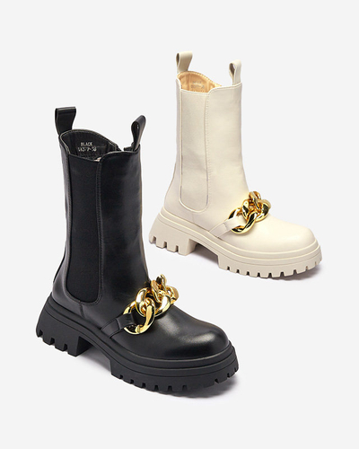 Bottes pour femmes avec chaîne en noir Evves- Footwear