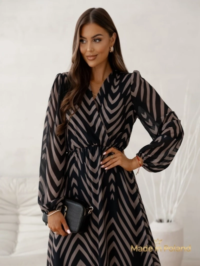 Robe midi à imprimé pour femmes Eleganza Stripes