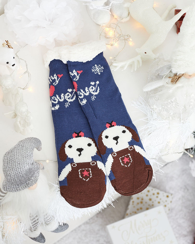 Chaussettes pour femmes rouges avec motif de Noël - Sous-vêtements
