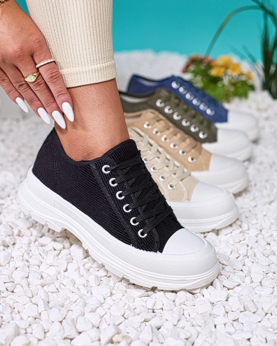 OUTLET Royalfashion Baskets à plateforme pour femme en noir Spollero