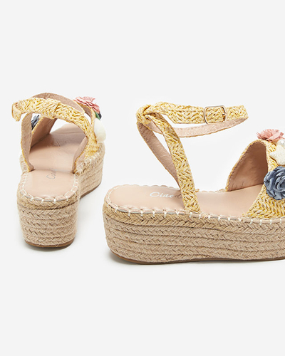 OUTLET Sandales pour femmes jaunes à bande décorée Soramis - Footwear