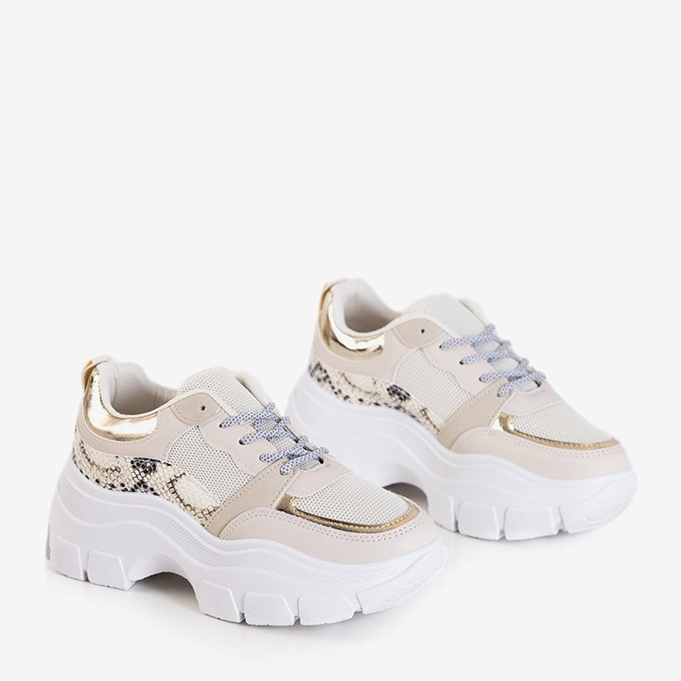 Baskets de sport pour femmes beiges avec motif animalier Erwin's - Footwear