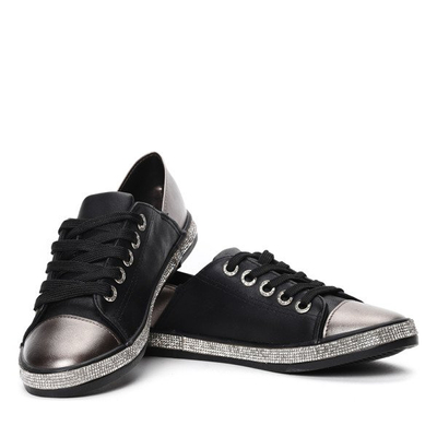 Czarne trampki z cyrkoniami Celia- Obuwie