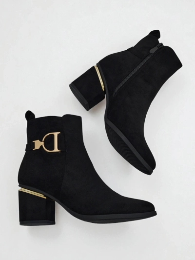 Bottines femme en daim écologique à talon bloc Calyssa