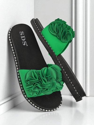 Royalfashion Mules à semelle plate pour femme Flora Verde