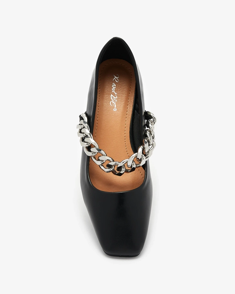 Ballerines noires pour femme avec chaîne Serima - Footwear