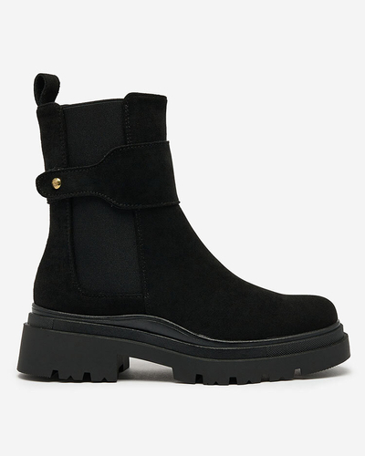 Royalfashion Bottes noires pour femmes avec lanière décorative Doasa