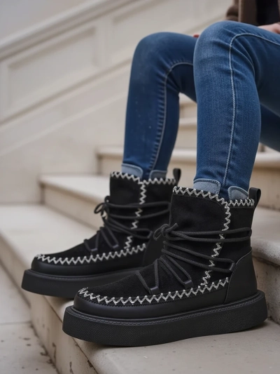 Royalfashion Bottes de neige à lacets pour femmes Siozi