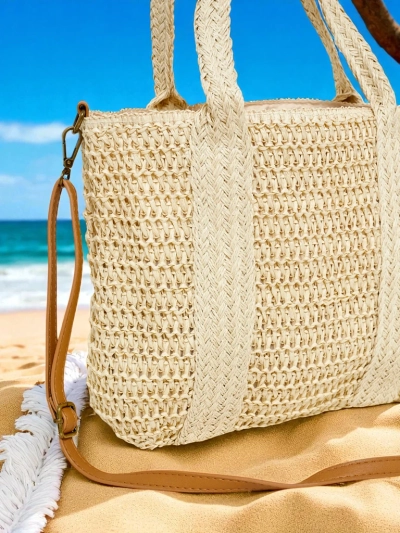 Royalfashion Grand sac en paille pour femme Bella Paglia