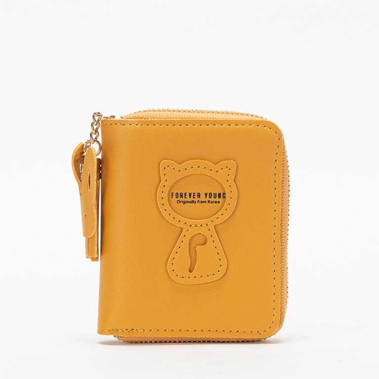 Petit portefeuille femme jaune avec porte-clés - Accessoires