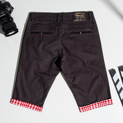 Short homme gris foncé avec empiècements rouges - Vêtements