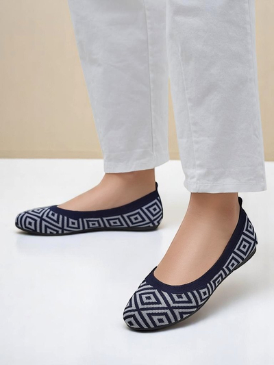 Royalfashion ballerines pour femmes en tissu à imprimé géométrique Métrique