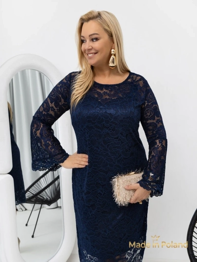Robe midi en dentelle pour femmes à manches larges Kiss Star