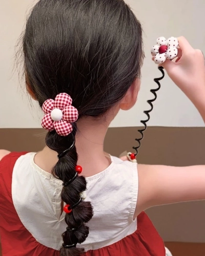 Royalfashion Elastique à cheveux en spirale avec une petite fleur Blossom Coil