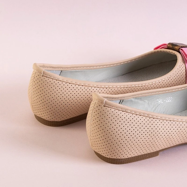 OUTLET Ballerines ajourées pour femmes roses à nœud Alemonia - Chaussures