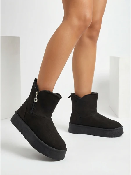Bottines pour Femmes Aurora Noires en Cuir Écologique pour l'Hiver
